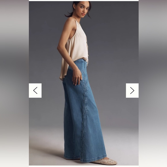 Maeve Anthropologie Wide-Leg Scalloped Edge Women's Jeans - Picture 2 of 9